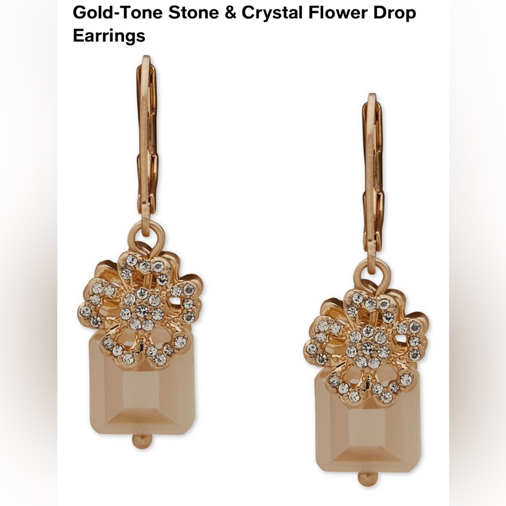 NWT Lonna & Lilly Crystal Flower Drop Earrings